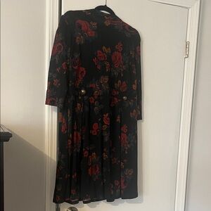 Modcloth Black Dress with Red Floral Design